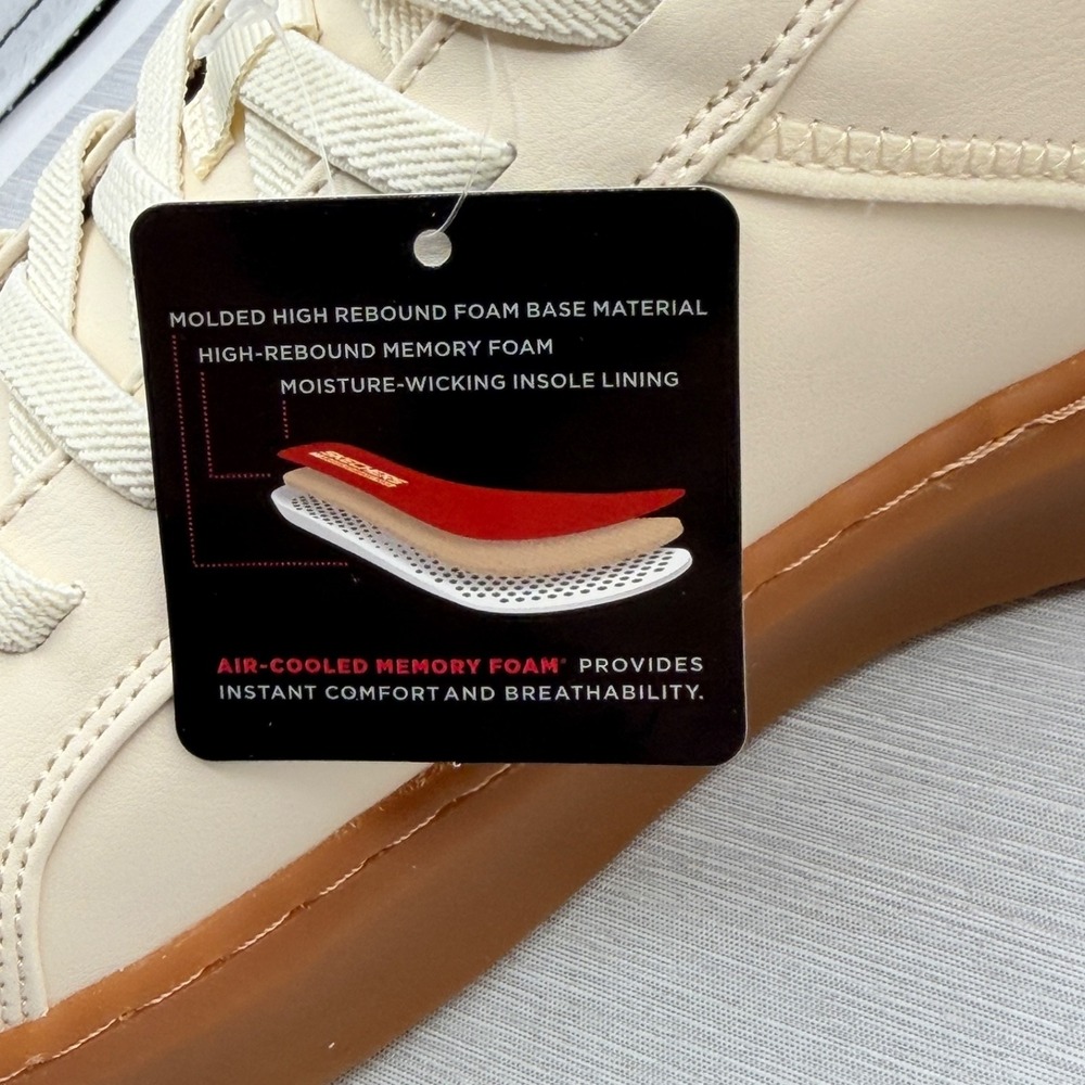Skechers Men's 9.5 Shoes Cream Slip Ins Sneakers Gum Court Street LA 183177 - Picture 13 of 13